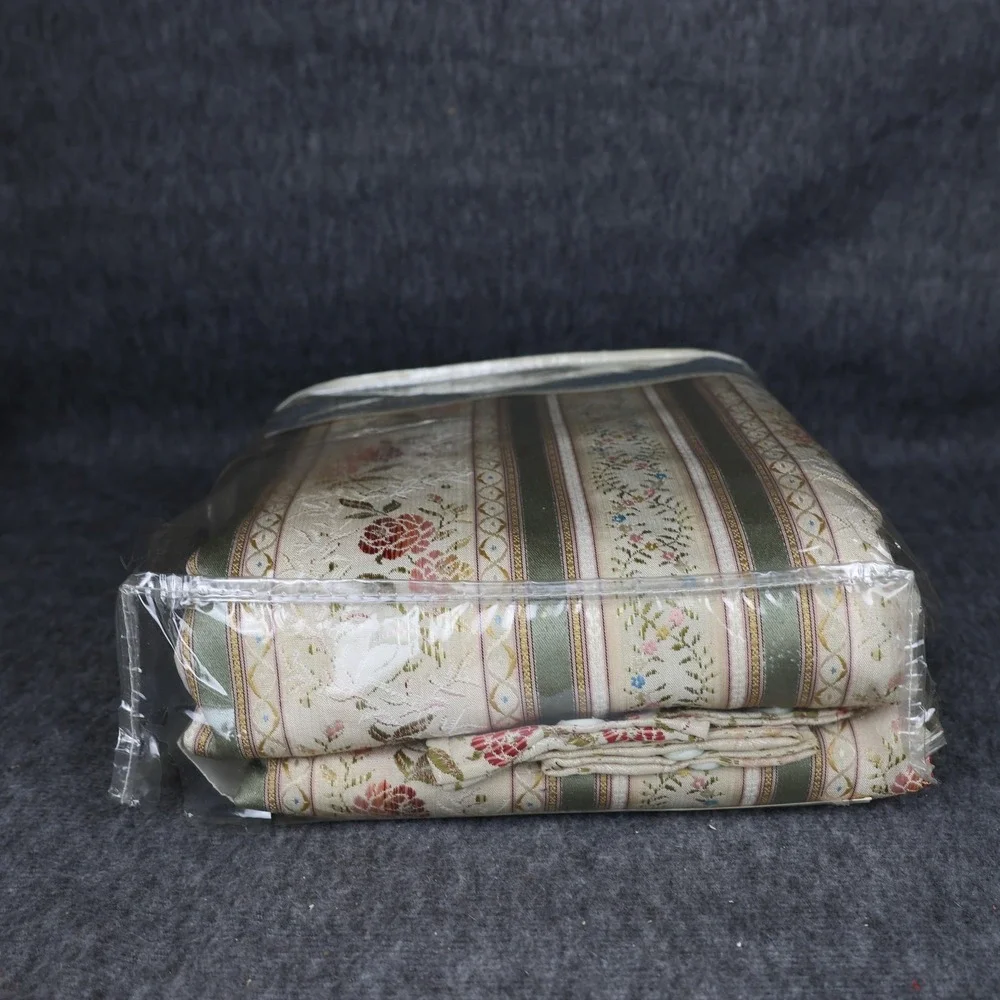 Living Quarters Lusanne Window Drapery Pair 84x84 Beige Floral Lined Rod Pocket